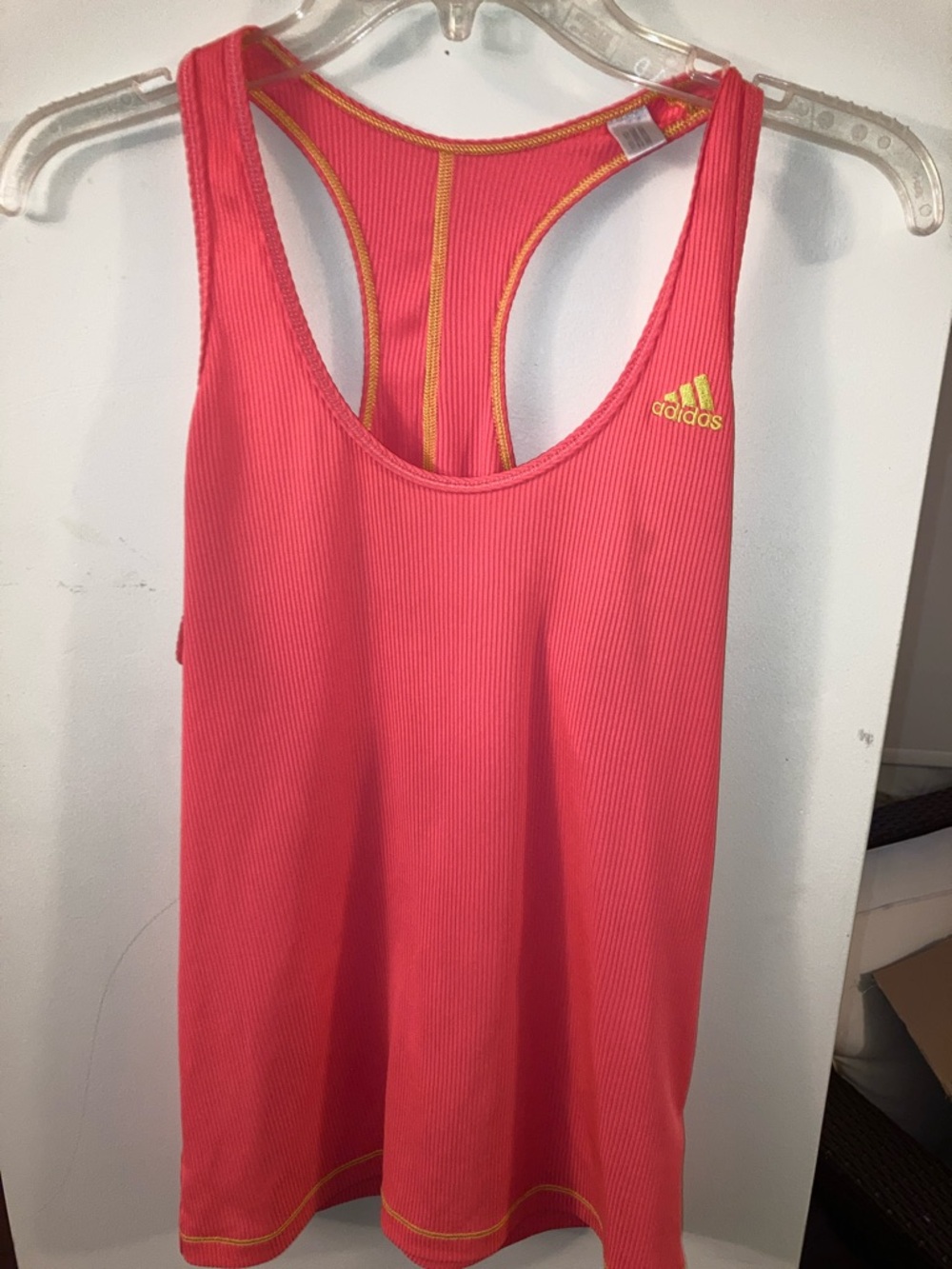 Like New…adidas Bright Neon Pink Racerback Tank with Bright Yellow Logo
